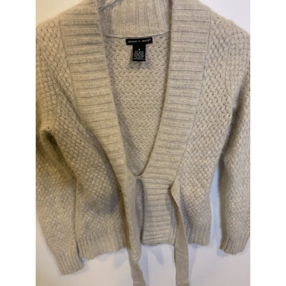 Deane & White S Cream Angora Lambs Wool Blend Chunky Knit Cardigan Wrap Tie - Picture 4 of 5